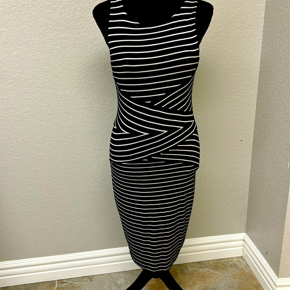Philosophy black and white striped dress.